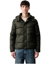 Guess - Jassen ,Groen ,Leer Gewatteerd Jack Met Monogram - Lyst