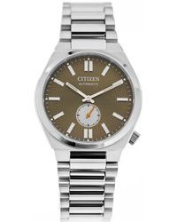 Citizen - Accessoires ,Groen ,Small Second Groene Wijzerplaat Roestvrijstalen Armband - Lyst
