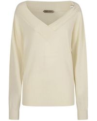 Alberta Ferretti - Truien & Vesten ,Wit ,Kasjmier Witte Cashmere Trui - Lyst