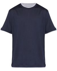 Eleventy - Tops ,Blauw ,Katoen Katoenen T-Shirt Met Ronde Hals - Lyst