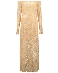 Rabanne - Elegantes spitzen maxikleid,schwarzes spitzen langes kleid - Lyst