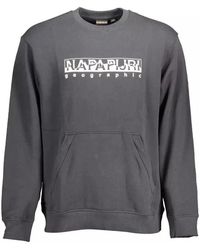 Napapijri - Hoodies & Sweatvesten ,Grijs ,Katoen Zwarte Katoenen Trui Met Ritssluiting - Lyst
