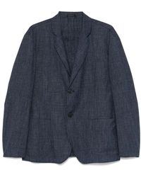 Giorgio Armani - Blaue knopfjacke mit taschen,blaue wollmischung einreiher-jacke - Lyst