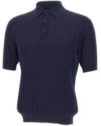 Kangra - Truien & Vesten ,Blauw ,Katoen Cable Knit Polo Shirt - Lyst