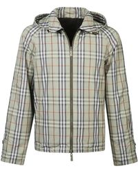 Burberry - Jassen ,Groen ,Katoen Reversible Check Cotton Jacket - Lyst