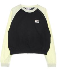 Fila - Hoodies & Sweatvesten ,Zwart ,Katoen Zwarte Raglan Lichtgewicht Sweatshirt Vrouwen - Lyst