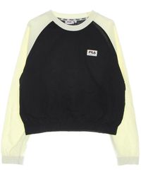 Fila - Hoodies & Sweatvesten ,Zwart ,Katoen Zwarte Raglan Lichtgewicht Sweatshirt Vrouwen - Lyst