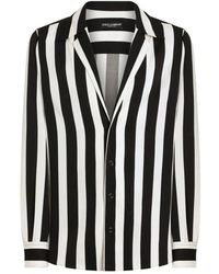 Dolce & Gabbana - Chemise À Manches Longues Et Encolure En V En Charmeuse De Soie - Lyst