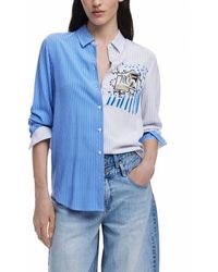 Desigual - Blau bedrucktes button-up hemd - Lyst