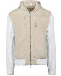 Eleventy - Hoodies & Sweatvesten ,Wol Suède Ritsjas Met Wollen Mouwen - Lyst