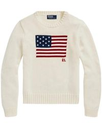 Polo Ralph Lauren - Baumwollpullover mit amerikanischer flagge - Lyst