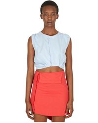 Lourdes - Tops ,Blauw ,Katoen Gathered Top - Lyst