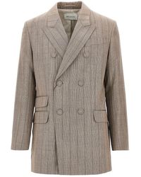 Ami Paris - Double-Breasted Wollen Jas Met Martingale - Lyst