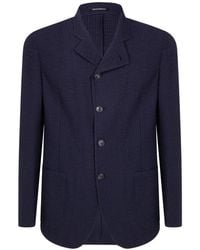 Emporio Armani - Jassen ,Blauw ,Nylon Blauwe Zijde & Nylon Jas - Lyst