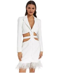 PATBO - Weiße feder mini kleid blazer stil - Lyst