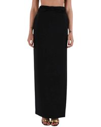Elisabetta Franchi - Langes Crêpe-Kleid Mit Satin-Schleife - Lyst