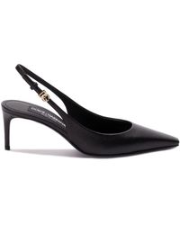 Dolce & Gabbana - Schwarze sandalen für frauen,schwarze leder slingback pumps - Lyst