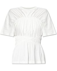 McQueen - Tops ,Wit ,Katoen T-Shirt Met Ruches - Lyst