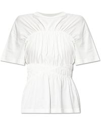 McQueen - Tops ,Wit ,Katoen T-Shirt Met Ruches - Lyst