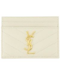 Saint Laurent - Accessoires ,Wit ,Leer Witte Leren Kaarthouder Cassandre - Lyst