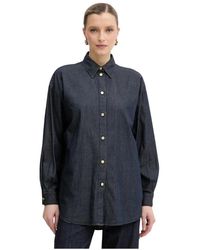ARMANI EXCHANGE - Overhemden ,Blauw ,Katoen Relaxed Katoenen Shirt - Lyst