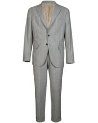 Eleventy - Kostuums ,Grijs ,Wol Slim Fit Wol Zijde Kasjmier Pak - Lyst