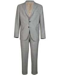 Eleventy - Kostuums ,Grijs ,Wol Slim Fit Wol Zijde Kasjmier Pak - Lyst