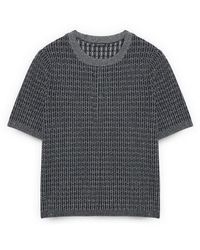 FIORELLA RUBINO - Truien & Vesten ,Blauw ,Polyester Trui Met Korte Mouwen En Ruitpatroon - Lyst