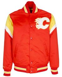 Mitchell & Ness - Jassen ,Rood ,Polyester Nhl Heavyweight Bomberjack Calgary Flames - Lyst