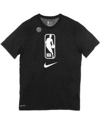 Nike - Fitness ,Zwart ,Katoen Nba Logo Zwart/Wit T-Shirt - Lyst