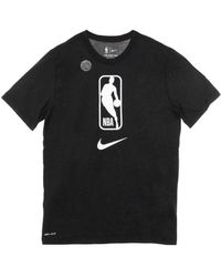 Nike - Fitness ,Zwart ,Katoen Nba Logo Zwart/Wit T-Shirt - Lyst