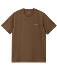 Carhartt - Braunes logo t-shirt aus leichtem baumwolljersey - Lyst