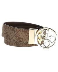 Guess - Accessoires ,Bruin ,Polyester Noelle Adj & Rev Pant Belt H35 - Lyst