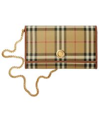 Burberry - Check Chain Strap Wallet - Lyst