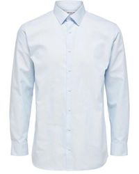 SELECTED - Blaues Baumwoll Langarmhemd - Lyst
