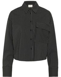 Kaffe - Overhemden ,Zwart ,Polyester Gestreepte Shirt Blouse Zwart Krijt - Lyst