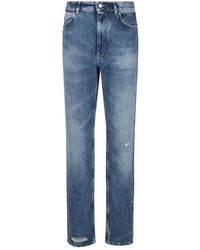 Givenchy - Washed Denim Tapered Leg Jeans With Contrast Stitc - Lyst