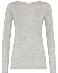 Brunello Cucinelli - Tops ,Grijs ,Kasjmier Lichtgrijze Kasjmier-Zijde Trui - Lyst
