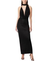 Amazuìn - Kleedjes ,Zwart ,Halterneck Gedrapeerde Jurk - Lyst