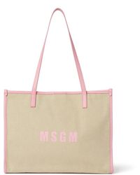 MSGM - Canvas tote tasche mit bedrucktem logo - Lyst