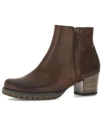 Gabor - Braune Leder-Stiefeletten Mit Seitlichem Reißverschluss - Lyst