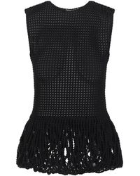 Alaïa - Tops ,Zwart ,Leer Bead Knit Peplum Tank Top - Lyst