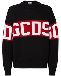 Gcds - Truien & Vesten ,Zwart ,Wol Wool Logo Band Sweater - Lyst