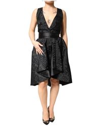 John Richmond - Jacquard Deep V-Neck Sleeveless 2 Pc Dress - Lyst