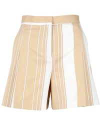 Semicouture - Korte Broeken ,Veelkleurig ,Katoen Gestreepte Hoge Taille Katoenen Shorts - Lyst