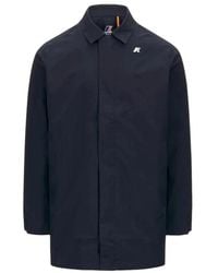 K-Way - Jassen ,Blauw ,Nylon Waterdichte Nylon Jas - Lyst
