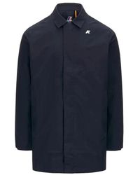 K-Way - Jassen ,Blauw ,Nylon Waterdichte Nylon Jas - Lyst