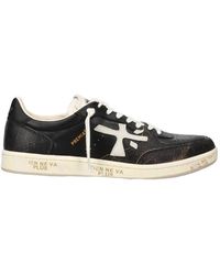 Premiata - Schoenen ,Zwart ,Leer Zwarte Leren Sneakers Met Rubberen Zool - Lyst