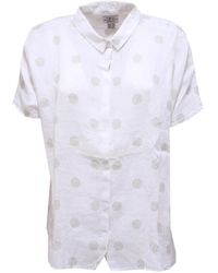 Barbour - Overhemden ,Wit ,Linnen Witte Linnen Korte Mouw Polka Dot Overhemd - Lyst