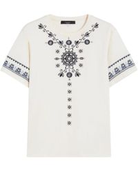 Max Mara - Ethnisch Besticktes Olga T-Shirt Weiß - Lyst